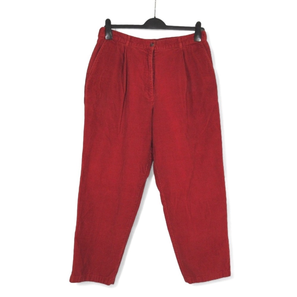 VTG L.L. BEAN Rust Red CORDUROY Relaxed PLEATED TAPERED LEG Pants Sz (16P) 8/10